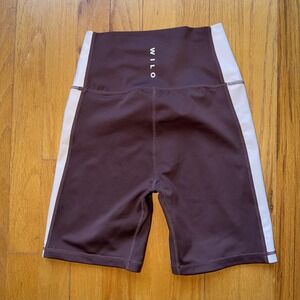 Wilo‎ The Label Bike Shorts XS Brown High Rise Colorblock Athletic Yoga Gym